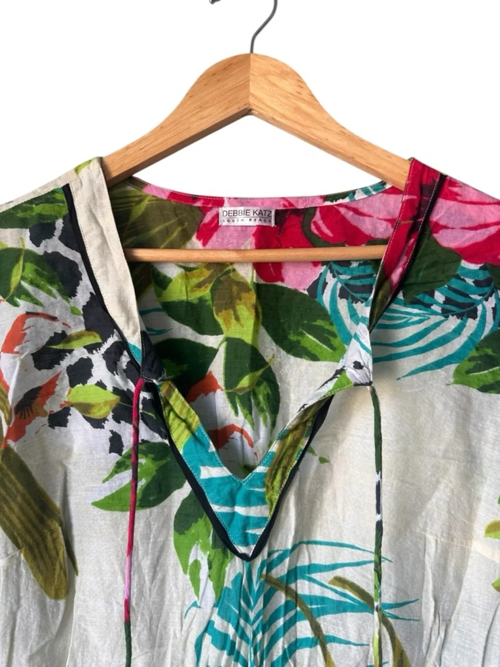Debbie Katz South Beach Floral Swim Coverup in Pink, Green & White, Medium - Picture 2 of 10